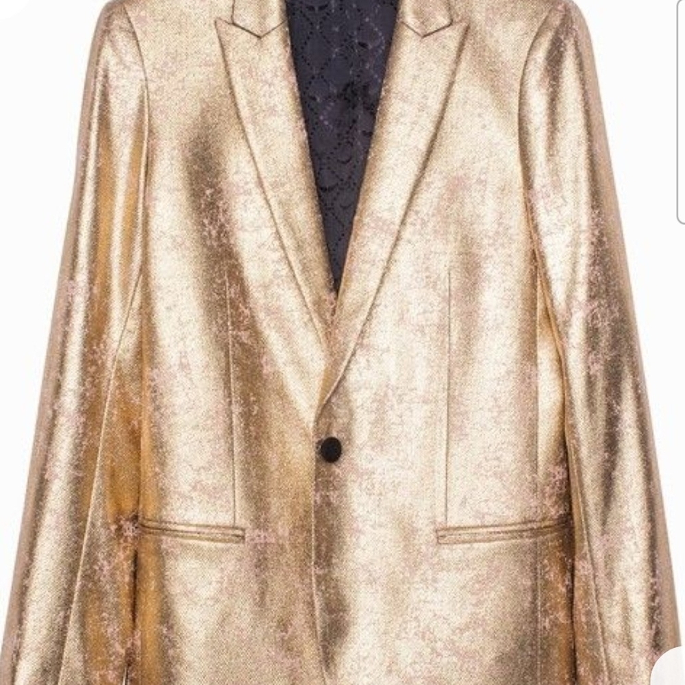 Zadig and Voltaire Gold Metallic Women's Blazer/Party Jacket - Picture 3 of 13